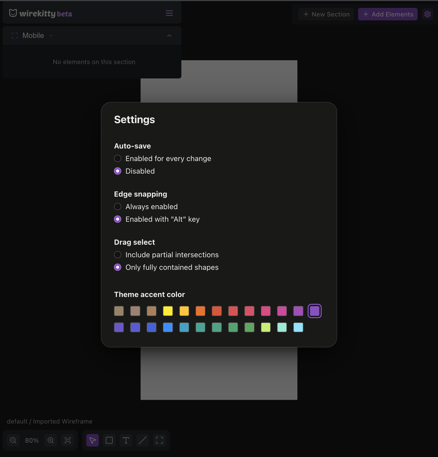 Dual-state settings concept