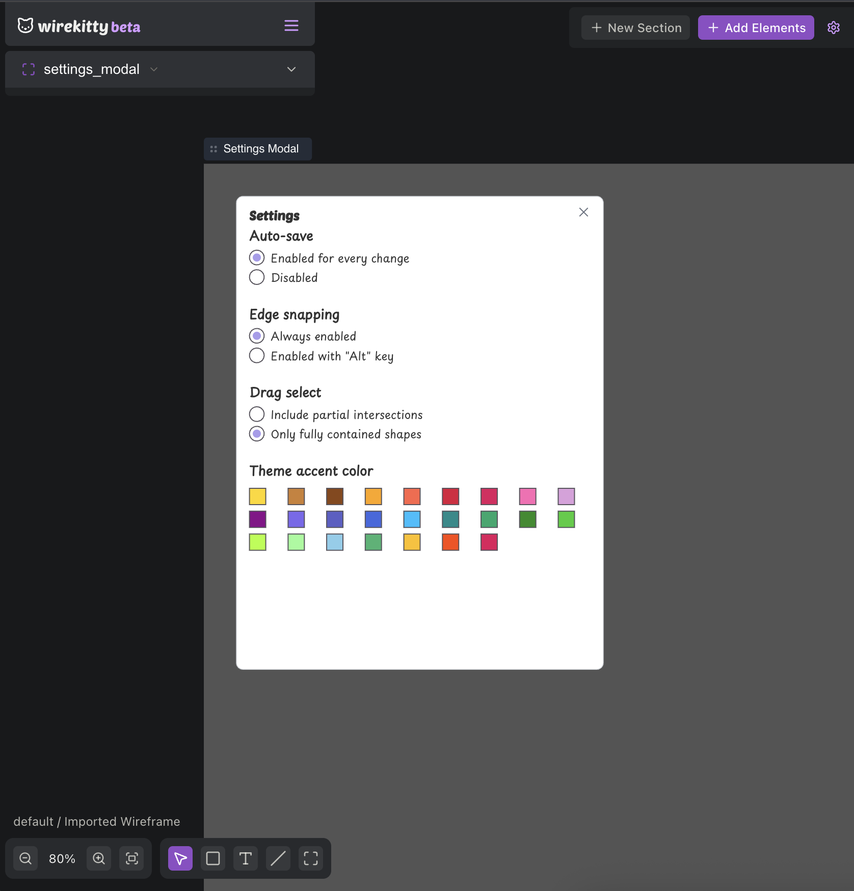 AI-generated starting wireframe